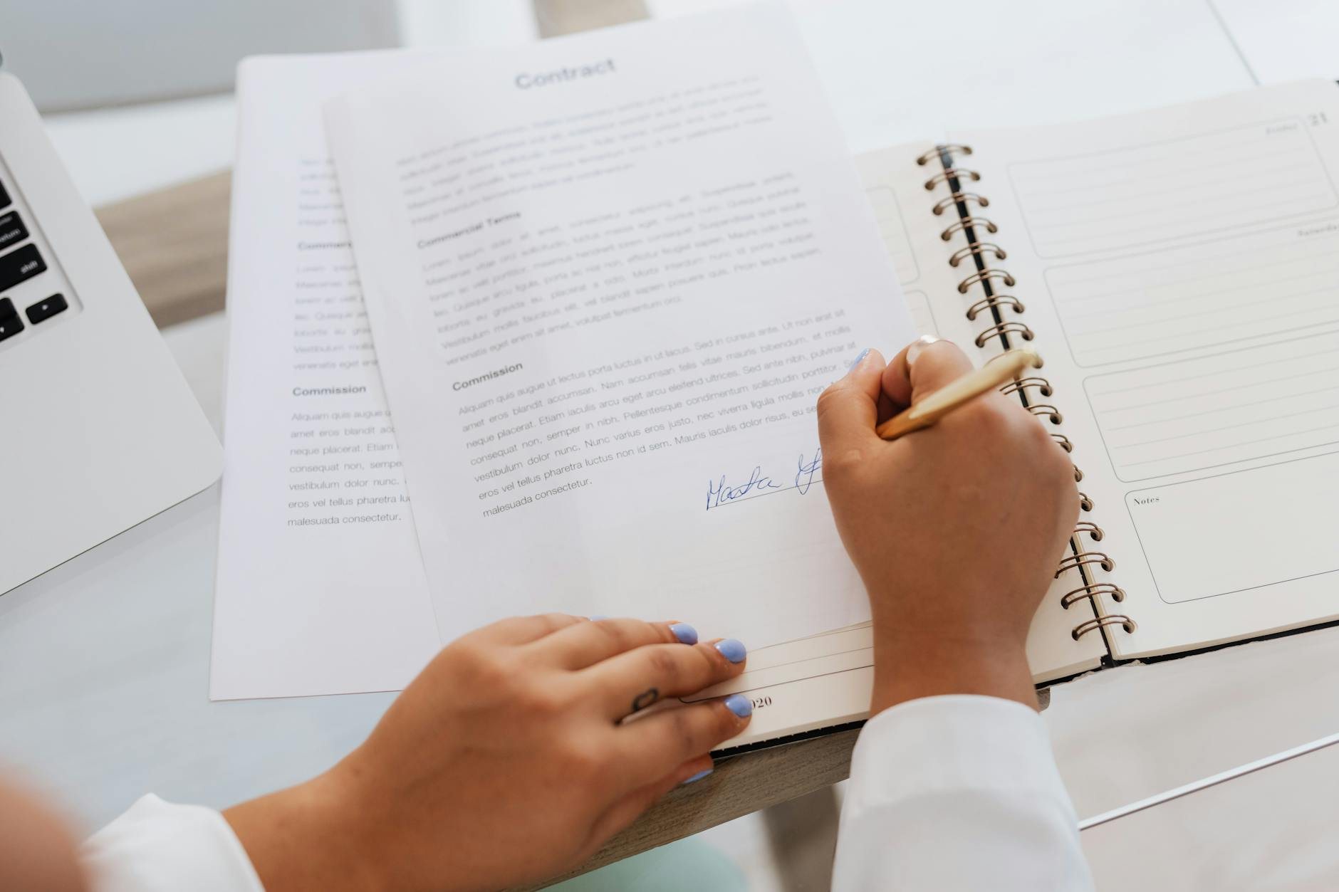 Professional reviewing legal documents at desk